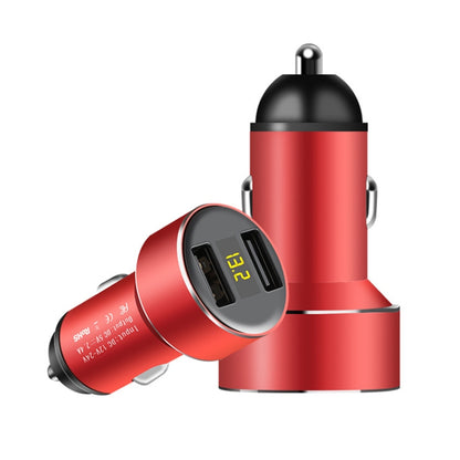 Mini Multifunctional Dual USB Digital Display Car Charger(Red) - Car Charger by PMC Jewellery | Online Shopping South Africa | PMC Jewellery | Buy Now Pay Later Mobicred