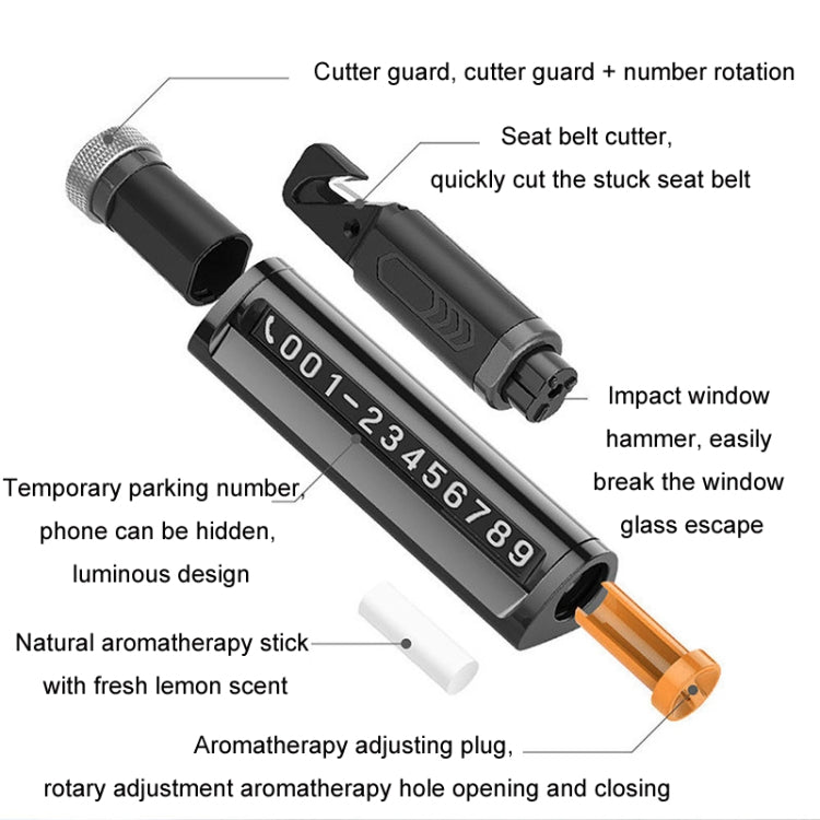 Multifunctional Break Window Mini Safety Hammer Parking Number Plate(Grey) - Parking Card by PMC Jewellery | Online Shopping South Africa | PMC Jewellery | Buy Now Pay Later Mobicred