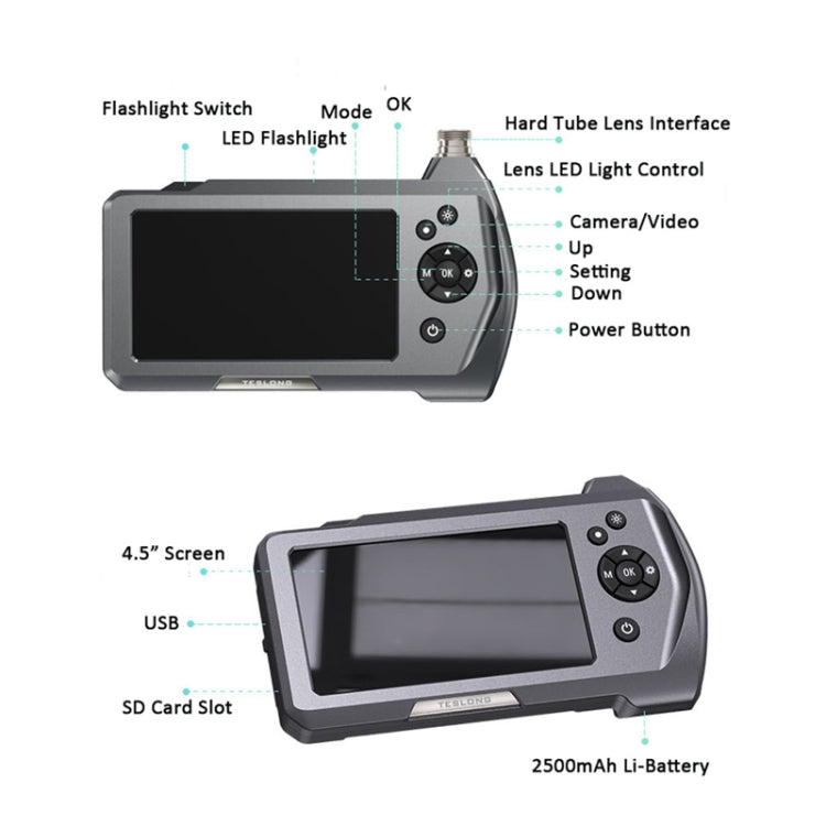 TESLONG NTS450A 4.5-inch Screen Industrial Handheld Endoscope with Light, Speci: 3.9mm Lens-3m -  by TESLONG | Online Shopping South Africa | PMC Jewellery | Buy Now Pay Later Mobicred