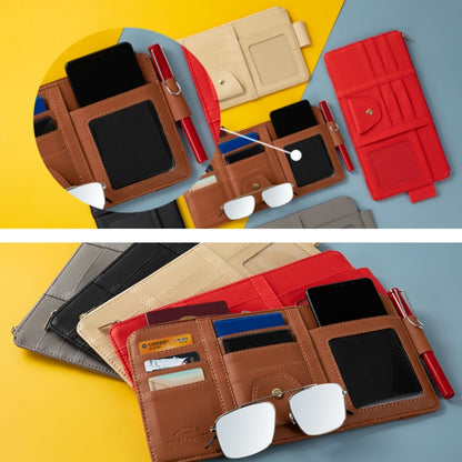 Car Sun Visor Storage Glasses Card Holder Mobile Phone Storage Bag(Zipper Brown) - Sunglasses & Glasses Clips by PMC Jewellery | Online Shopping South Africa | PMC Jewellery | Buy Now Pay Later Mobicred