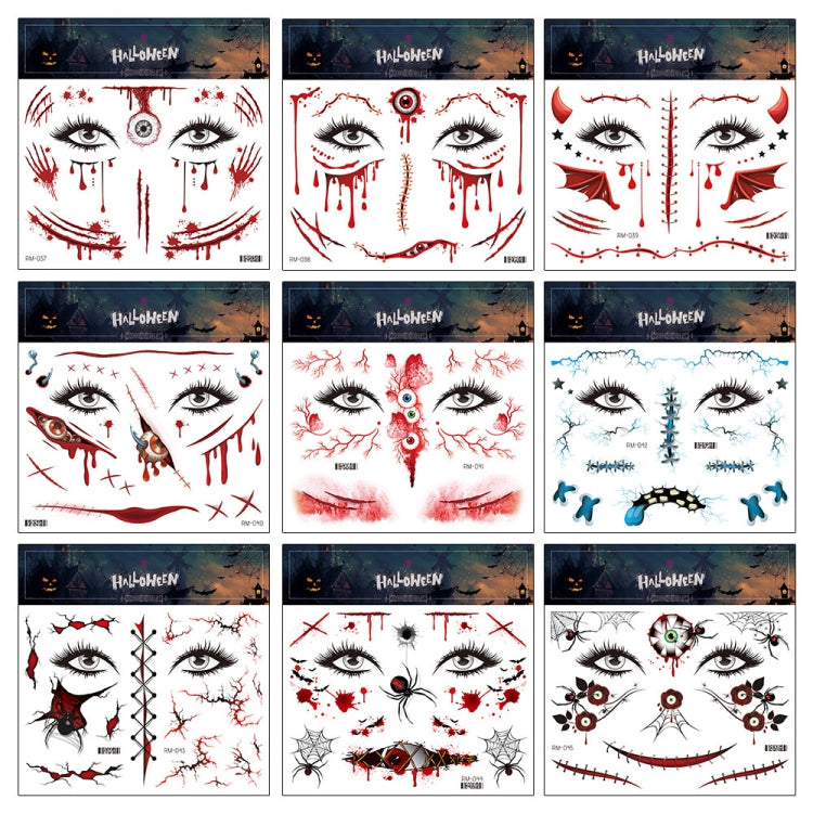 10pcs Halloween Scar Waterproof Tattoo Sticker Simulated Face Horror Stickers, Pattern: RM-046 - Stickers by PMC Jewellery | Online Shopping South Africa | PMC Jewellery