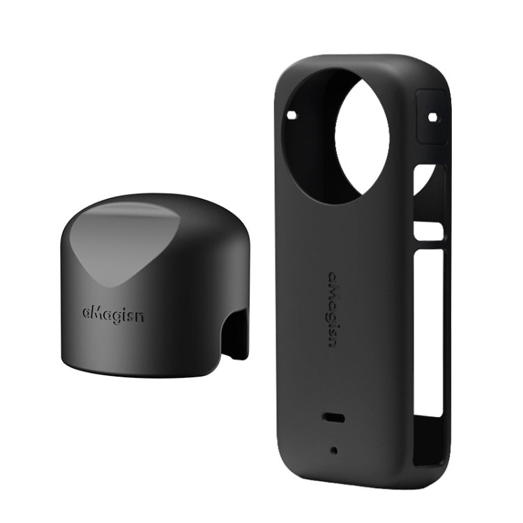 For Insta360 X3 AMagisn Body Silicone Protective Cover, Style: Body+Lens Case (Black) - Case & Bags by aMagisn | Online Shopping South Africa | PMC Jewellery | Buy Now Pay Later Mobicred