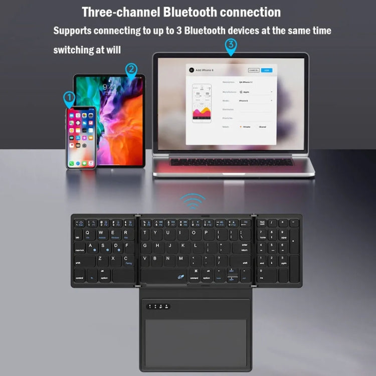 Leather Wireless Bluetooth Keyboard With Touch-Pad Multi-System External Portable Universal Keypad - Wireless Keyboard by PMC Jewellery | Online Shopping South Africa | PMC Jewellery | Buy Now Pay Later Mobicred