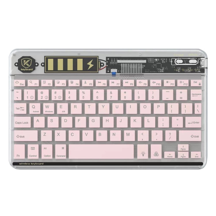 Transparent Lighting Bluetooth Keyboard 10 Inch Wireless Silent Keypad(Pink) - Universal Keyboard by PMC TechLife | Online Shopping South Africa | PMC TechLife