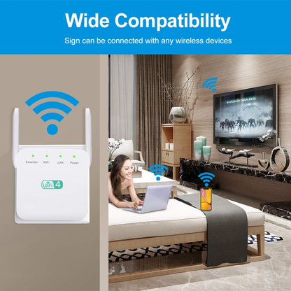 2.4G 300M Wi-Fi Amplifier Long Range WiFi Repeater Wireless Signal Booster UK Plug White - Broadband Amplifiers by PMC Jewellery | Online Shopping South Africa | PMC Jewellery | Buy Now Pay Later Mobicred