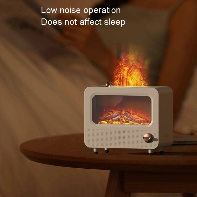 USB White Noise Simulation Flame Fire Furnace Aromatherapy Machine Indoor Large Spray Measurement Humidifier(White) - free shipping - PMC TechLife - Order now!
