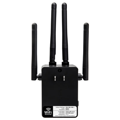 5G/2.4G 1200Mbps WiFi Range Extender WiFi Repeater With 2 Ethernet Ports EU Plug Black - Broadband Amplifiers by PMC Jewellery | Online Shopping South Africa | PMC Jewellery