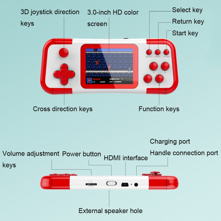 A12 3.0-Inch HD Colorful Screen Retro Handheld Game Console With 666 Built-In Games, Model: Single Black Blue - Pocket Console by PMC Jewellery | Online Shopping South Africa | PMC Jewellery | Buy Now Pay Later Mobicred