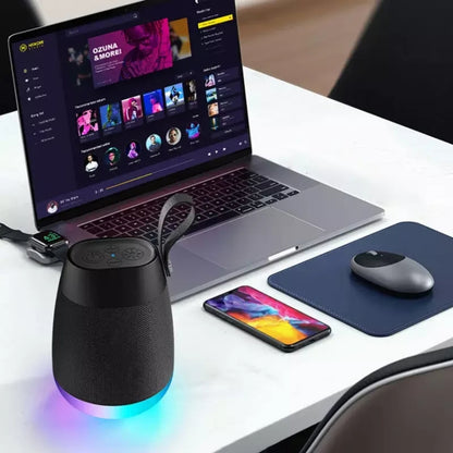 Bluetooth Wireless Fabric Speaker Cylindrical Waterproof Subwoofer With RGB Light(Blue) - Desktop Speaker by PMC Jewellery | Online Shopping South Africa | PMC Jewellery | Buy Now Pay Later Mobicred