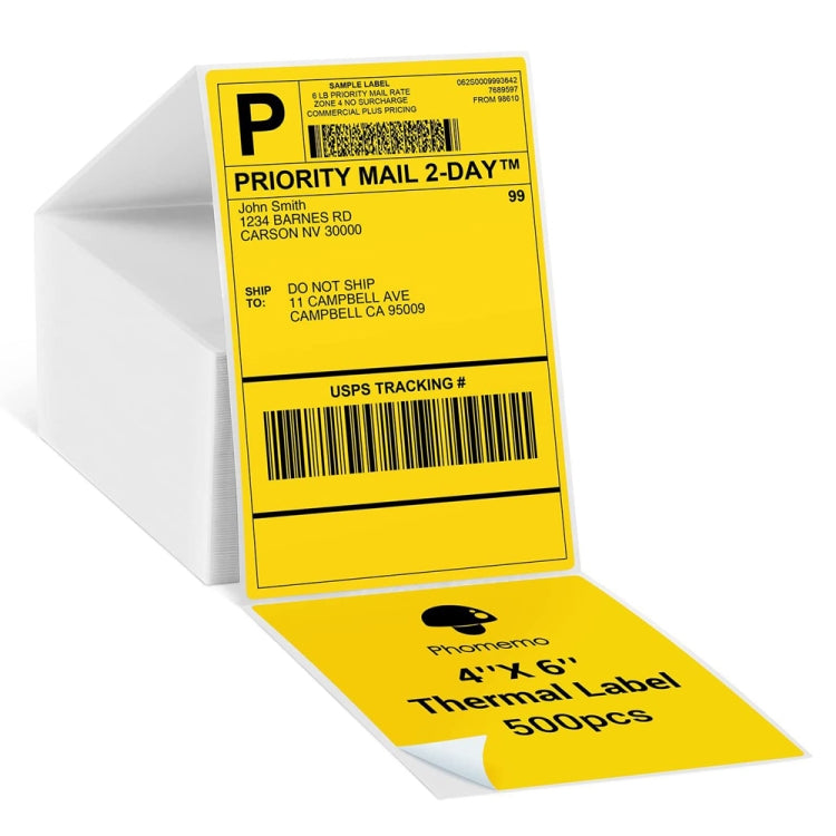 500sheets 4×6 Inch Stickers Thermal Label Paper For Phomemo PM-246S / PM-241BT / D520BT, Style: Folding Yellow - Printer Accessories by PMC Jewellery | Online Shopping South Africa | PMC Jewellery | Buy Now Pay Later Mobicred