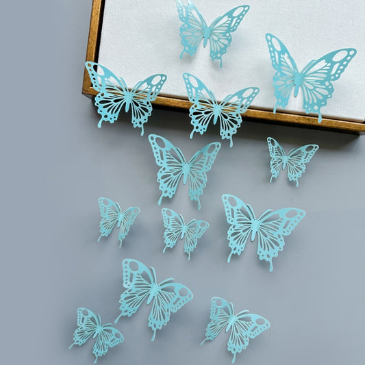 12pcs /Set 3D Simulation Skeleton Butterfly Stickers Home Background Wall Decoration Art Wall Stickers, Type: A Type Blue - Ornaments by PMC Jewellery | Online Shopping South Africa | PMC Jewellery