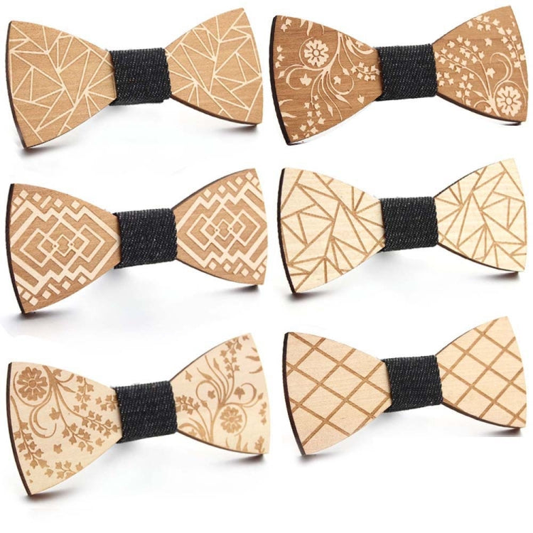 Wooden Bow Tie Men Handmade Bow Tie, Color: Geometric Sun Pattern - Tie clip by PMC Jewellery | Online Shopping South Africa | PMC Jewellery