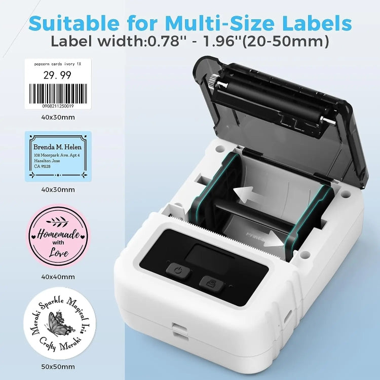 Phomemo M120 Label Maker Barcode Printer Bluetooth Thermal Label Machine(White) - Printer by Phomemo | Online Shopping South Africa | PMC Jewellery | Buy Now Pay Later Mobicred