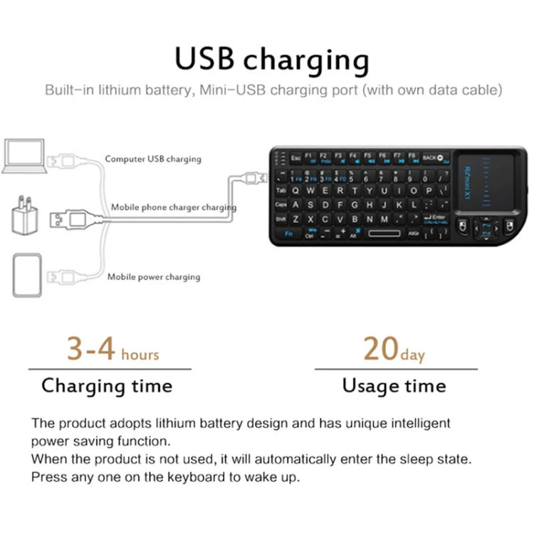 Rii X1 2.4G Mini Classic Wireless Keyboard Keypad And Mouse All-In-One Kit(Black) - free shipping - PMC TechLife - Order now!