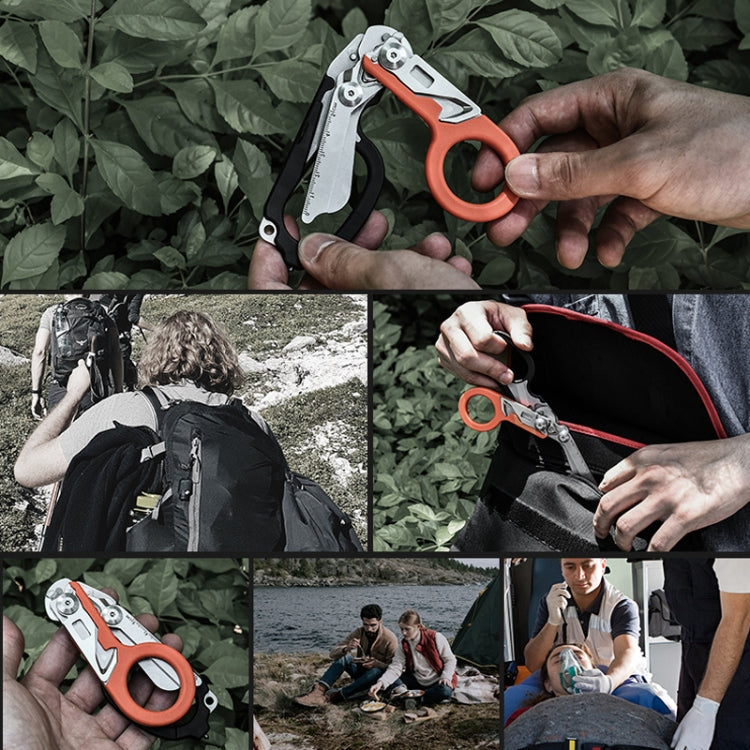 Multifunctional Outdoor First Aid Equipment Foldable Gadget Scissors(Black And Orange) - Emergency Tools by PMC Jewellery | Online Shopping South Africa | PMC Jewellery