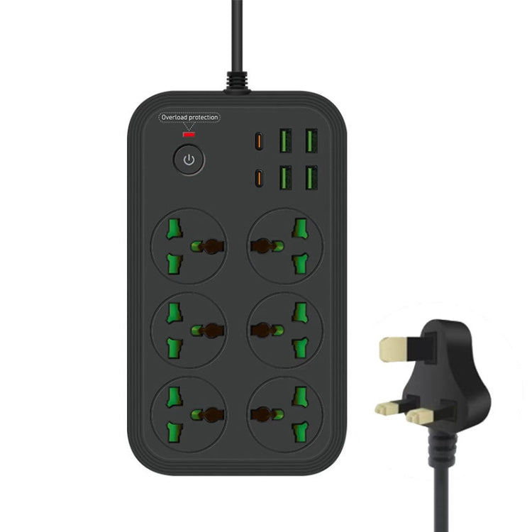 T24 2m 3000W 6 Plugs + PD + 4-USB Ports Multifunctional Flame-Retardant Socket With Switch(UK Plug) - free shipping - PMC TechLife - Order now!
