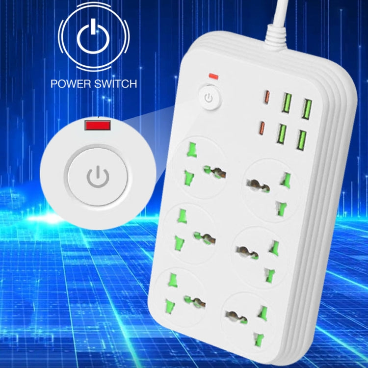T24 2m 3000W 6 Plugs + PD + 4-USB Ports Multifunctional Flame-Retardant Socket With Switch(UK Plug) - free shipping - PMC TechLife - Order now!