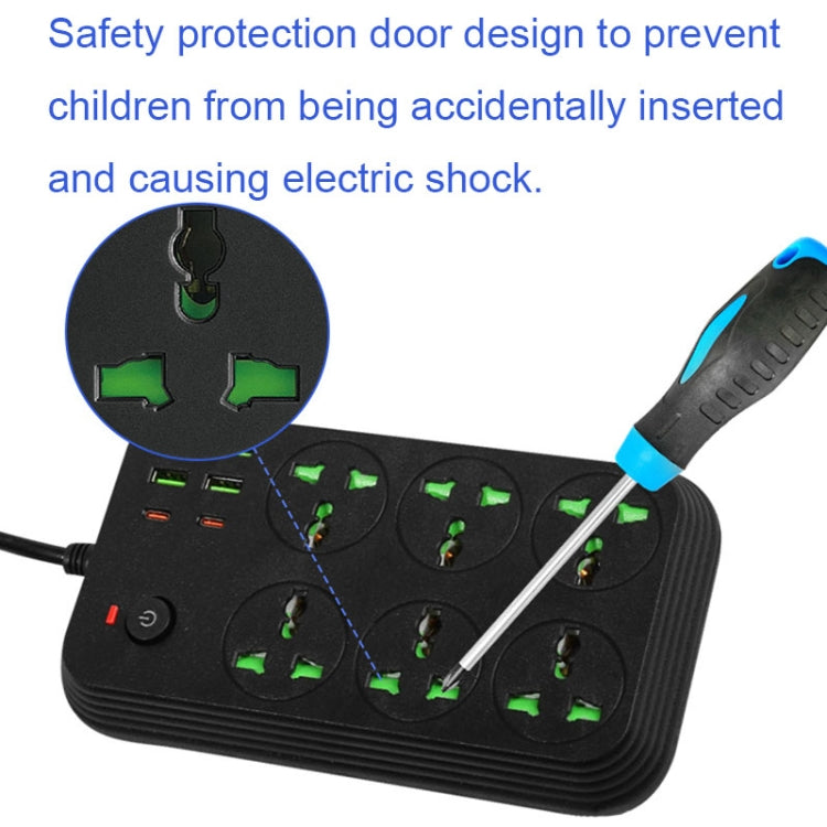 T24 2m 3000W 6 Plugs + PD + 4-USB Ports Multifunctional Flame-Retardant Socket With Switch(UK Plug) - free shipping - PMC TechLife - Order now!