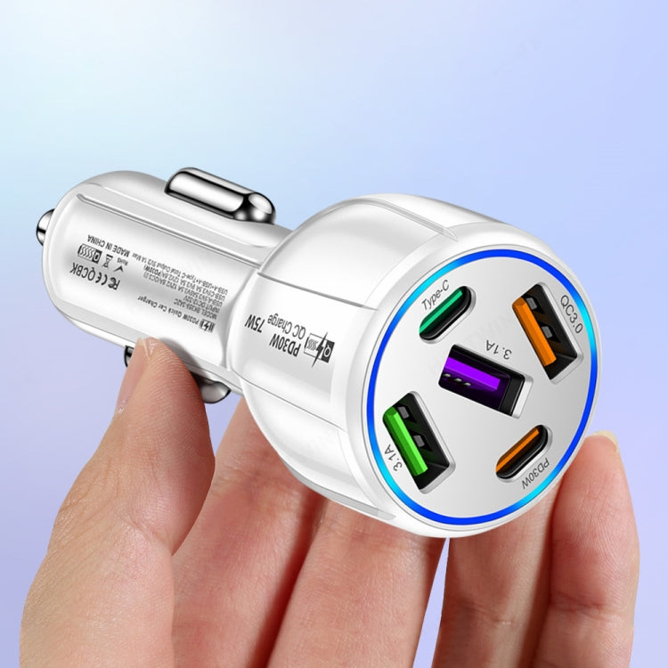 3USB+2PD 75W Dual Line Car Mobile Phone Fast Charging Charger(White) - Car Charger by PMC TechLife | Online Shopping South Africa | PMC TechLife | Buy Now Pay Later Mobicred