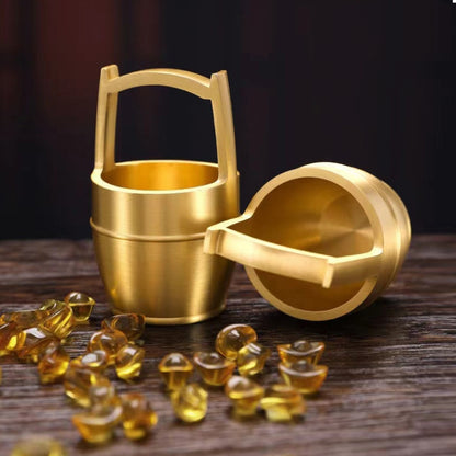 Bucket of Gold Brass Office Entrance Feng Shui Mini Ornament(Yellow) - Ornaments by PMC Jewellery | Online Shopping South Africa | PMC Jewellery