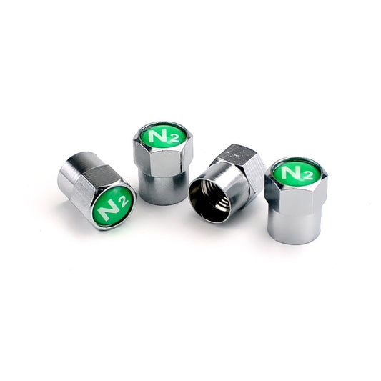 4pcs /Set N2 Metal Tire Valve Caps Automobile Universal Modified Valve Covers, Size: Green Background(Silver) - Tire Valve Caps by PMC Jewellery | Online Shopping South Africa | PMC Jewellery | Buy Now Pay Later Mobicred