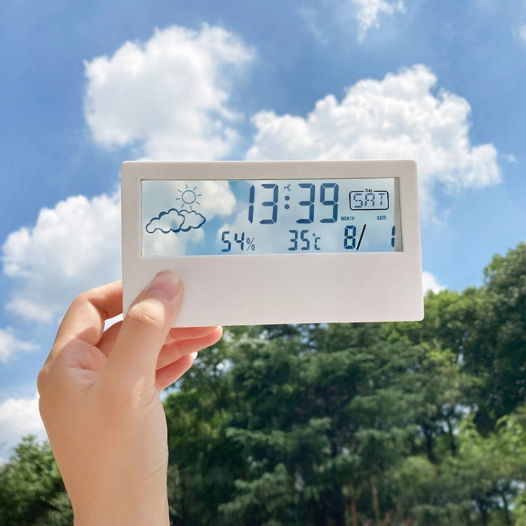 LCD Electronic Desk Clock Digital Display Multifunctional Temperature And Humidity Meter Alarm Clock, Model: Transparent White - Alarm Clocks by PMC TechLife | Online Shopping South Africa | PMC TechLife