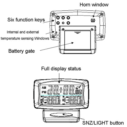 LCD Night Light Car Clock Automotive Electronics Inside And Outside Dual Thermometer - Clocks & Car Meters by PMC Jewellery | Online Shopping South Africa | PMC Jewellery | Buy Now Pay Later Mobicred