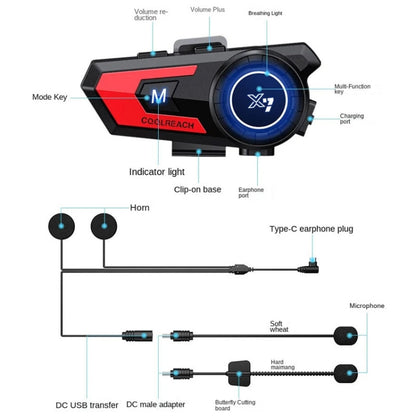 X7 Motorcycle Helmet Bluetooth Headset Riding Navigation Listening Song Soft Hard Wheat(Blue) - Motorcycle Walkie Talkie by PMC Jewellery | Online Shopping South Africa | PMC Jewellery | Buy Now Pay Later Mobicred