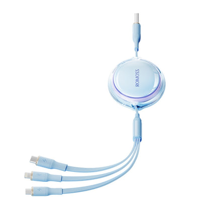 ROMOSS CB258S 3.5A 3-In-1 Telescopic Data Charging Cable USB-A To Type-C & 8 Pin & Micro Wire 1.1m (White) - Multifunction Cable by ROMOSS | Online Shopping South Africa | PMC Jewellery | Buy Now Pay Later Mobicred