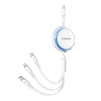 ROMOSS PD100W 3-In-1 Retractable Data Cable Type-C/USB-C To 8 Pin & Type-C & Micro Line 1.1m (White) - Multifunction Cable by ROMOSS | Online Shopping South Africa | PMC Jewellery | Buy Now Pay Later Mobicred