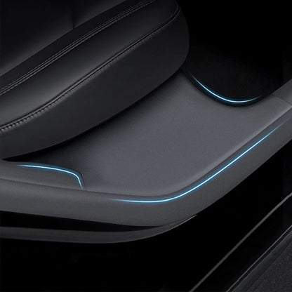 For Tesla Model Y Rear Door Built-In Sill Strip Rear Seats Anti-Kick Leather Protective Pad(Carbon Fiber) - Seat Accessories by PMC Jewellery | Online Shopping South Africa | PMC Jewellery | Buy Now Pay Later Mobicred