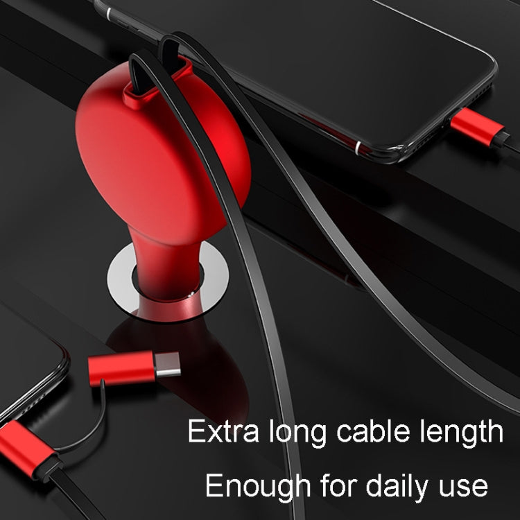 PD18W +QC 3.0 3 In 1 Retractable Car Charger With 8 Pin & Type-C/USB-C & Micro Port(Black) - Car Charger by PMC Jewellery | Online Shopping South Africa | PMC Jewellery | Buy Now Pay Later Mobicred