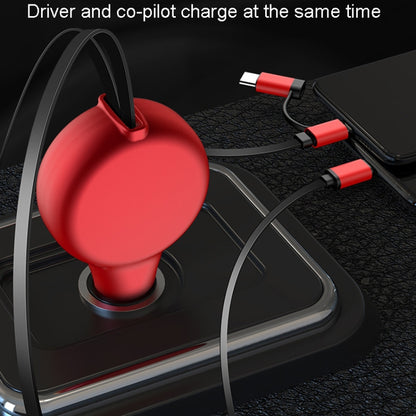 PD18W +QC 3.0 3 In 1 Retractable Car Charger With 8 Pin & Type-C/USB-C & Micro Port(Black) - Car Charger by PMC Jewellery | Online Shopping South Africa | PMC Jewellery | Buy Now Pay Later Mobicred