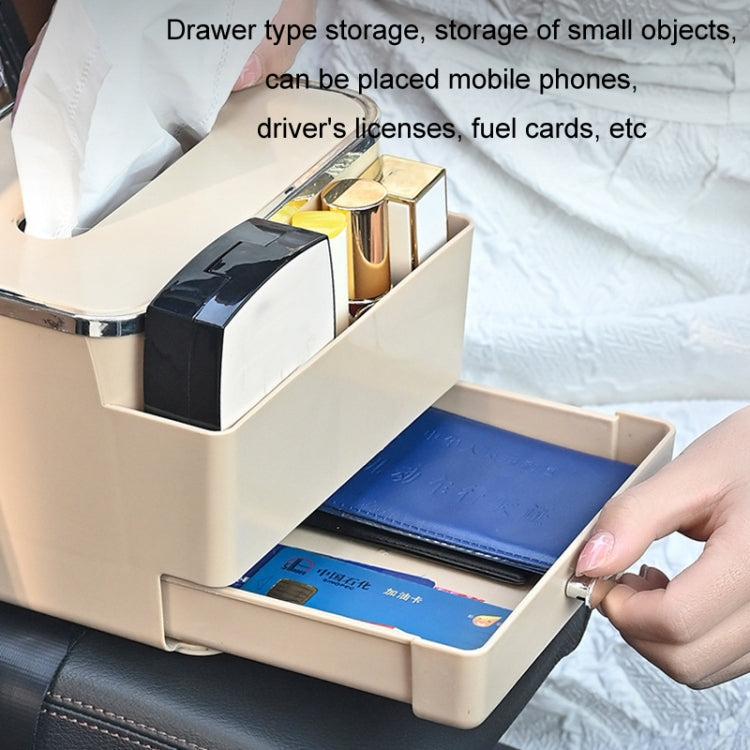 Car Tissue Box Multifunction Cup Holder Armrest Box Storage Box(Beige) - Stowing Tidying by PMC Jewellery | Online Shopping South Africa | PMC Jewellery | Buy Now Pay Later Mobicred