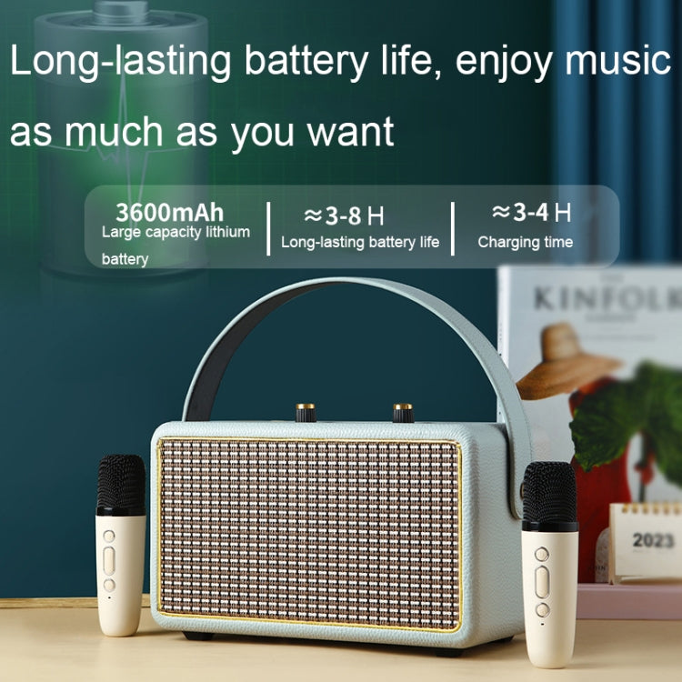 Leather Texture Portable Wooden Home Karaoke Bluetooth Speaker, Color: Gray - Desktop Speaker by PMC Jewellery | Online Shopping South Africa | PMC Jewellery | Buy Now Pay Later Mobicred