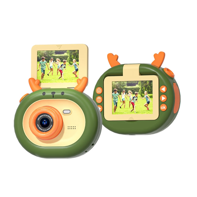 S2 2.4-Inch 180-Degree Flip-Screen 1080P HD Cartoon Children Digital Camera With Stand(Dark Green) - Children Cameras by PMC Jewellery | Online Shopping South Africa | PMC Jewellery | Buy Now Pay Later Mobicred