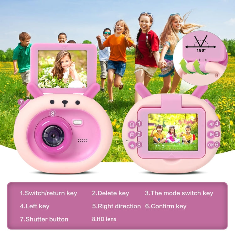 S2 2.4-Inch 180-Degree Flip-Screen 1080P HD Cartoon Children Digital Camera With Stand(Dark Green) - Children Cameras by PMC Jewellery | Online Shopping South Africa | PMC Jewellery | Buy Now Pay Later Mobicred