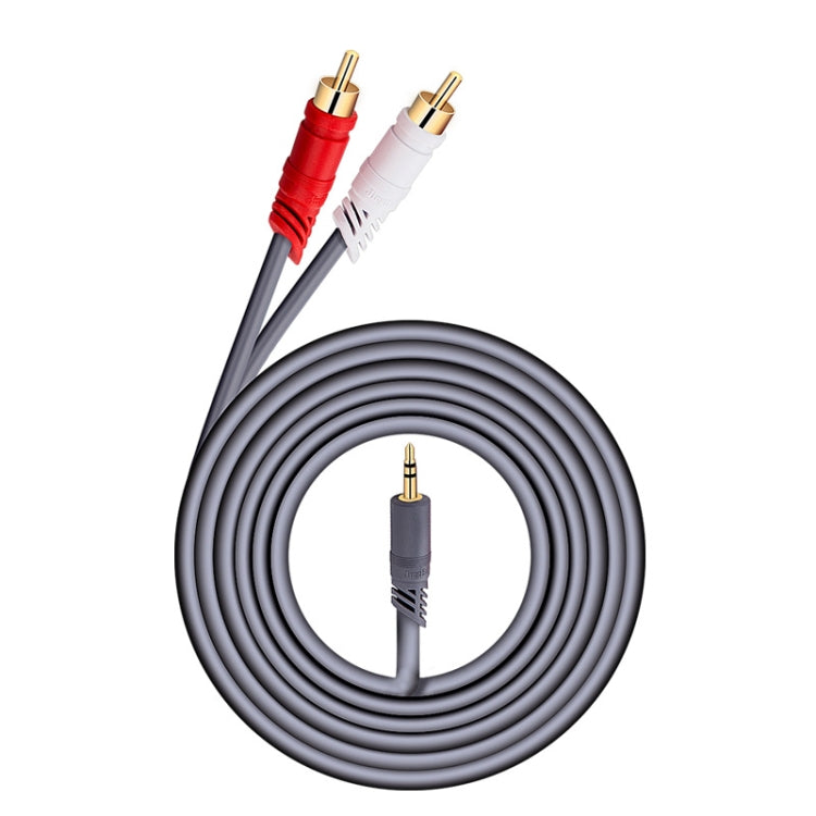 JINGHUA 3.5mm To 2RCA Audio Cable Game Console Outdoor Audio Connection Cable, Size: 20m(Grey) - RCA Cable by JINGHUA | Online Shopping South Africa | PMC Jewellery | Buy Now Pay Later Mobicred