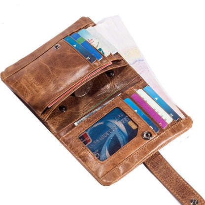 BULL CAPTAIN 01 RFID Anti-theft Multifunctional Cowhide Vertical Detachable Men Wallet(Coffee) - Antimagnetic RFID Package by BULL CAPTAIN | Online Shopping South Africa | PMC Jewellery | Buy Now Pay Later Mobicred