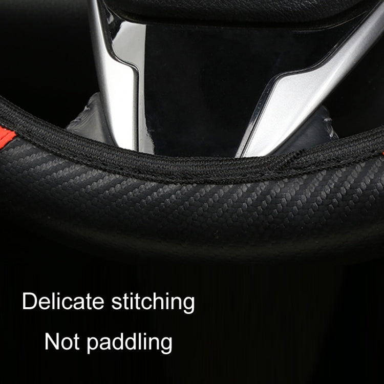 39cm Carbon Fiber Elastic Leather Without Inner Ring Car Steering Wheel Cover, Color: Red - Steering Wheel Accessories by PMC Jewellery | Online Shopping South Africa | PMC Jewellery | Buy Now Pay Later Mobicred