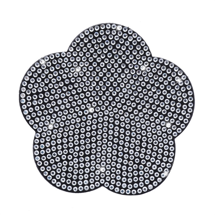 Car-mounted Diamond-filled Plum Blossom Decorated PVC Water Coaster(White) - Car Drink Holders by PMC Jewellery | Online Shopping South Africa | PMC Jewellery | Buy Now Pay Later Mobicred