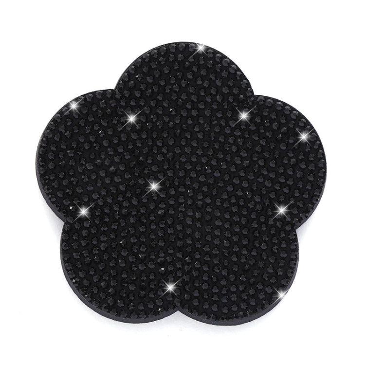 Car-mounted Diamond-filled Plum Blossom Decorated PVC Water Coaster(Black) - Car Drink Holders by PMC Jewellery | Online Shopping South Africa | PMC Jewellery | Buy Now Pay Later Mobicred