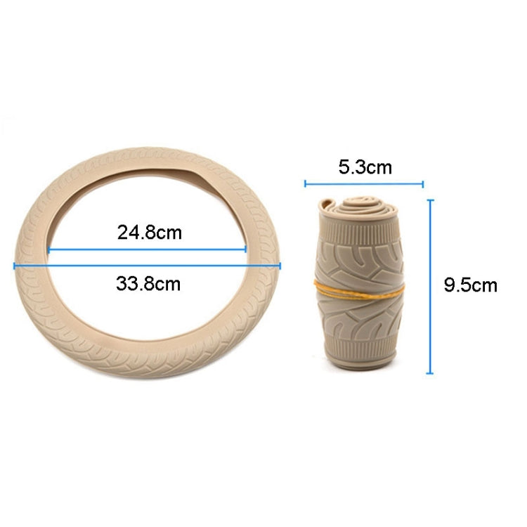 For 36cm-40cm Diameter Steering Wheel Car Silicone Protective Cover Wear Resistant Non-Slip Tire Pattern Driving Grip Sleeve(Beige) - Steering Wheel Accessories by PMC Jewellery | Online Shopping South Africa | PMC Jewellery | Buy Now Pay Later Mobicred