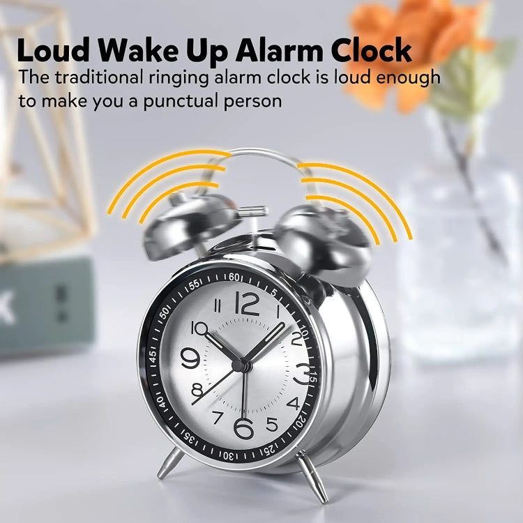 4.5 Inch Electroplated Metal Ring Bell Alarm Clock Quartz Clock With Night Light ?, Style: Green - Novelty Clock by PMc TechLife | Online Shopping South Africa | PMc TechLife | Buy Now Pay Later Mobicred