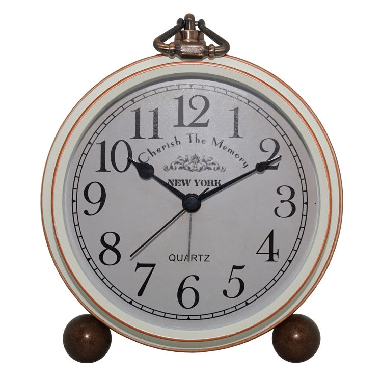 Retro Iron Alarm Clock Simple Desktop Quartz Clock, Style: Milk White - Novelty Clock by PMc TechLife | Online Shopping South Africa | PMc TechLife | Buy Now Pay Later Mobicred