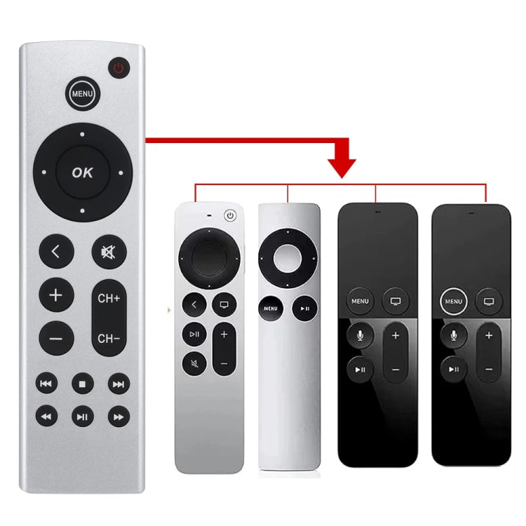 For Apple TV Remote Control 4K / HD A2169 A1842 A1625 Without Voice(Silver) - free shipping - PMC TechLife - Order now!