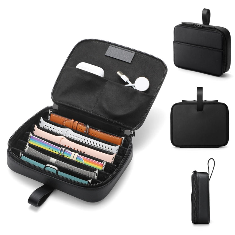 PU Leather Watch Strap Organizer Box For Apple Watch Band  Travel Storage Case(Black) - Others by PMC Jewellery | Online Shopping South Africa | PMC Jewellery