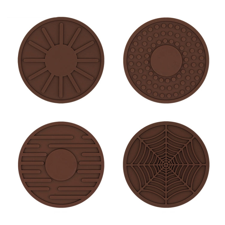 4pcs/set 6.8x0.3cm Car Anti-slip Silicone Water Coaster Storage Interior, Color: Brown - Car Drink Holders by PMC Jewellery | Online Shopping South Africa | PMC Jewellery | Buy Now Pay Later Mobicred