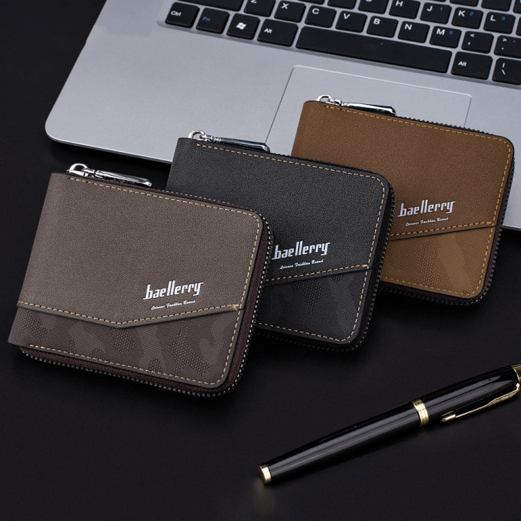 Baellerry D5106 RFID Anti-theft Retro Zipper Wallet Spliced Short Coin Purse(Coffee) - Antimagnetic RFID Package by Baellerry | Online Shopping South Africa | PMC Jewellery