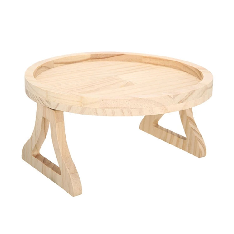 25cm Foldable Sofa Round Tray Home Couch Armrest Pallet, Style: Pine Wood - Shelf & Hooks by PMc TechLife | Online Shopping South Africa | PMc TechLife | Buy Now Pay Later Mobicred